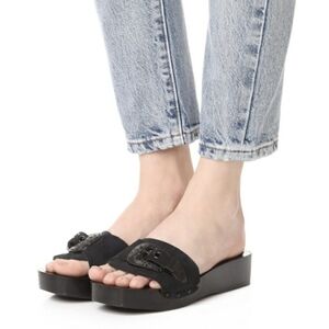 Free People Westtown Slide Clog Sandal Black Women 7.5